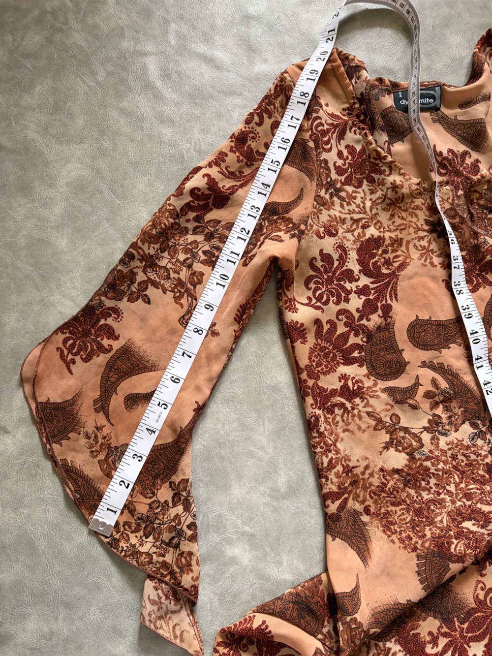 Vintage Dynamite Y2K Whimsy Fairy Paisley Long Boho Top with Bell Sleeves - Picture 11 of 13